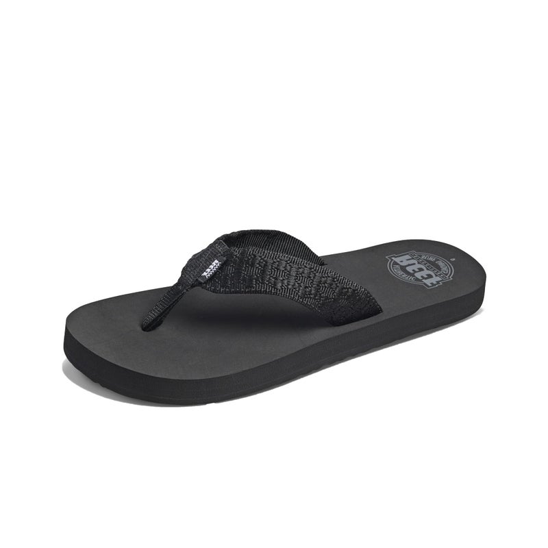 Reef Smoothy Mens Beach Flip Flop, Soft Woven Strap Made From 100% Recycled PET, Black, 8 - Image 1